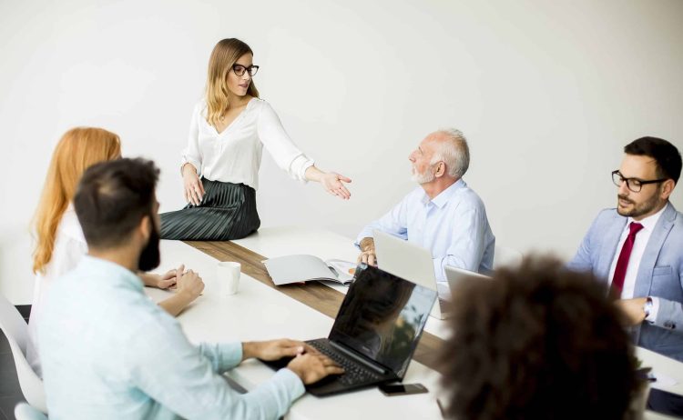 Group of business people working in the modern office